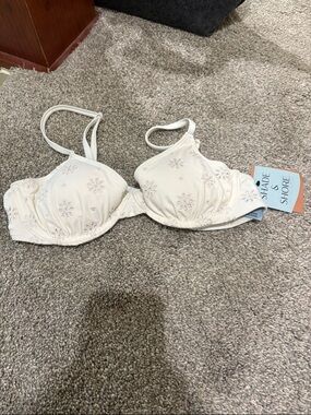 Shade & Shore Cream Floral Embroidered Bikini Top